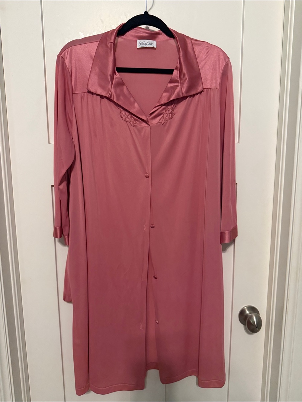 Vintage Vanity Fair Dusty Pink Satin-Trim Lingerie Robe House Dress
